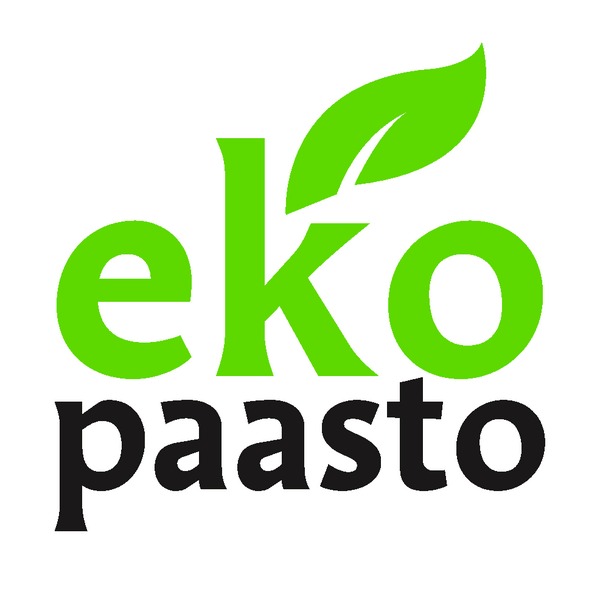 ekopaasto-logo valkoisella pohjalla eko vihreällä paasto mustalla värillä